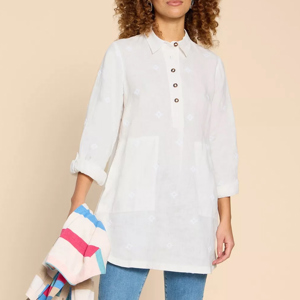 White Stuff Evelyn Embroidered Linen Tunic